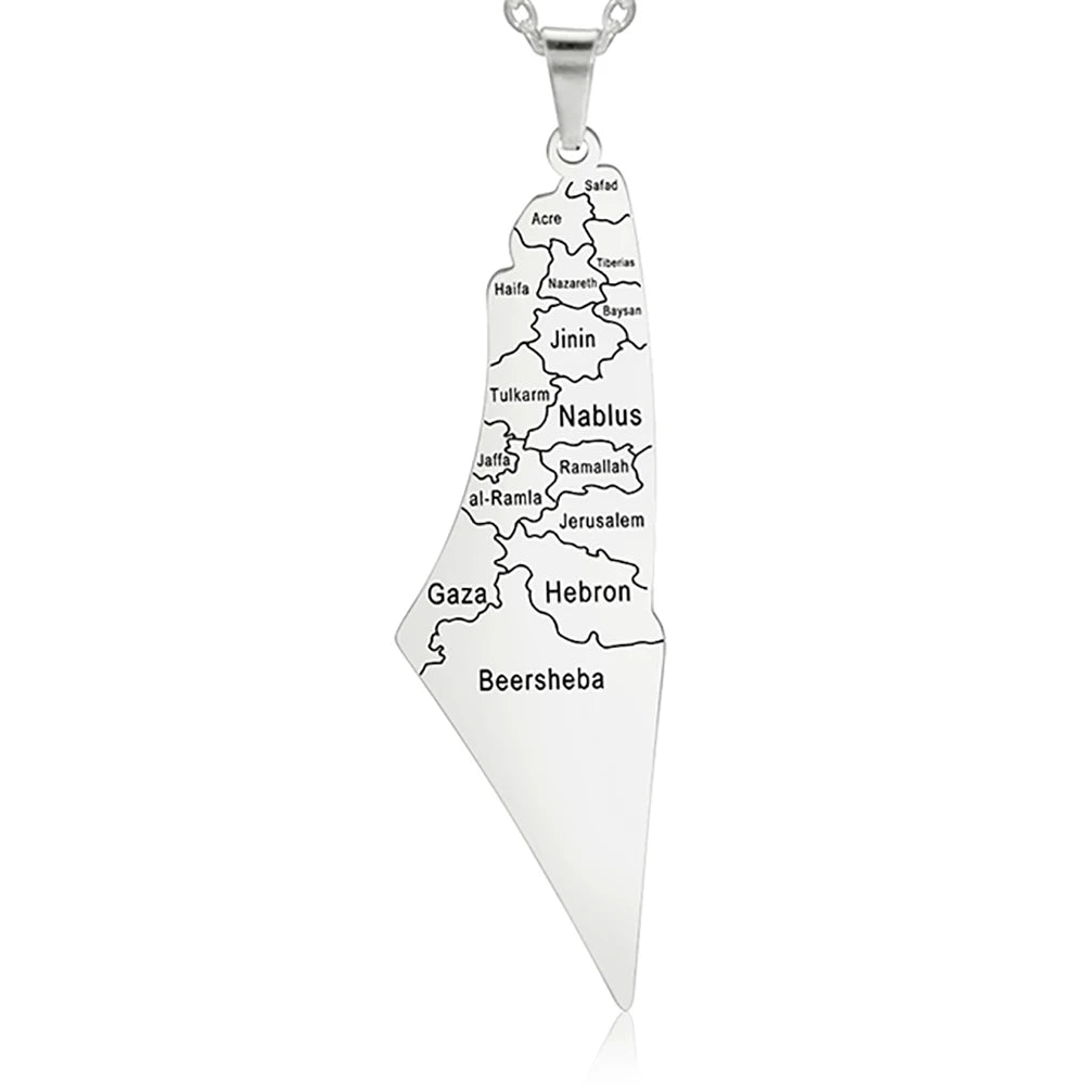 Palestine map necklace