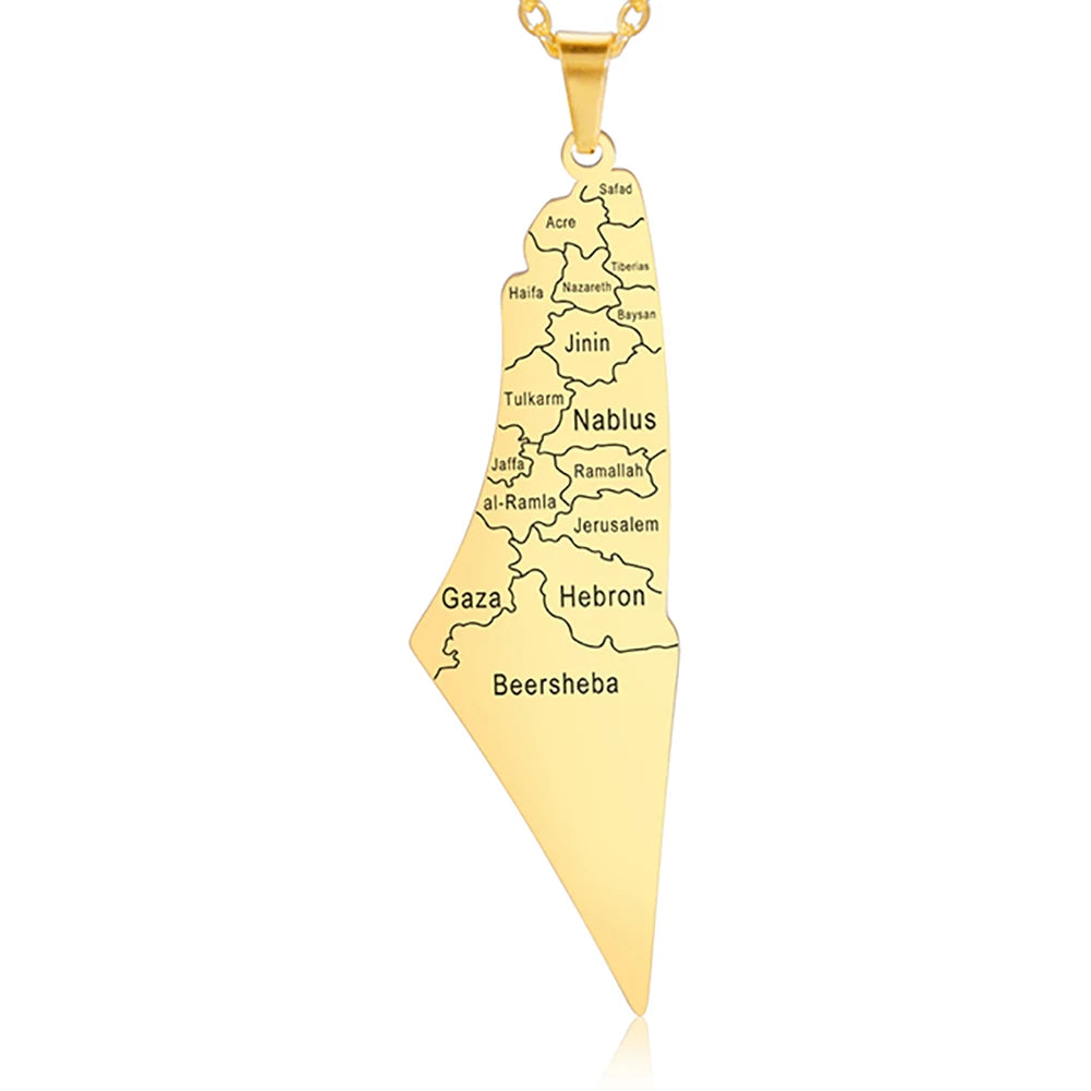 Palestine map necklace