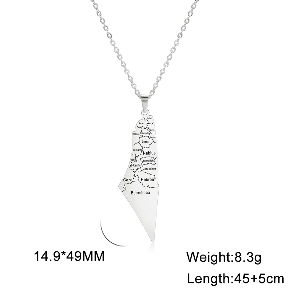 Palestine map necklace
