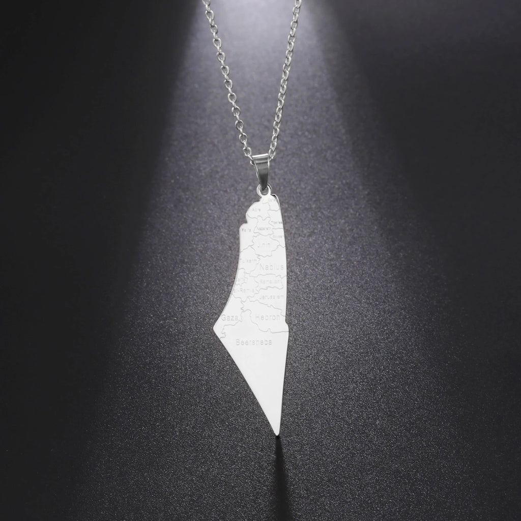 Palestine map necklace