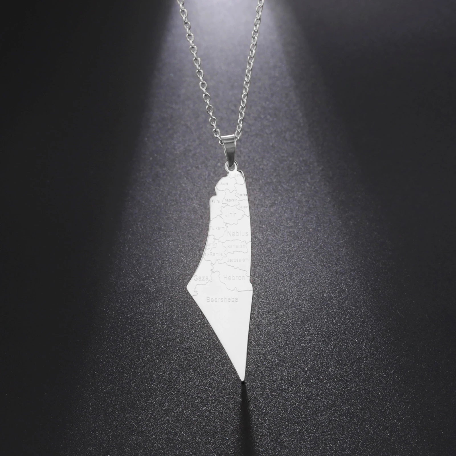 Palestine map necklace